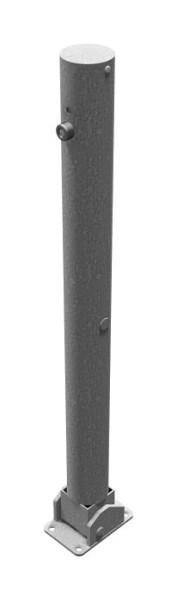 Schake afzetpaal, stalen buis Ø 76 x 2,6 mm, opklapbaar, met profielcilinderslot, voor plugbevestiging met voetplaat, 476UZ