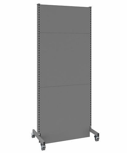DENIOS mobiele akoestische scheidingswand, basisveld, B 1000, H 2500 mm, eenzijdige akoestische geperforeerde plaat, grijs, 293066