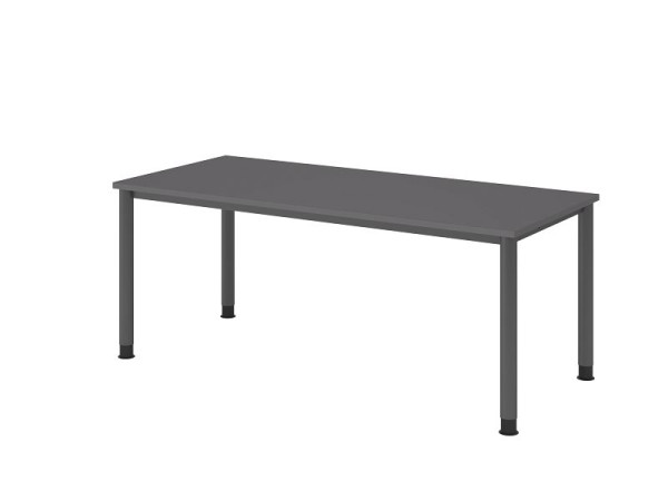 Hammerbacher bureau HS19, 180 x 80 cm, blad: grafiet, 25 mm dik, 4-poots frame in grafiet, werkhoogte 68,5-81cm, VHS19/G/G