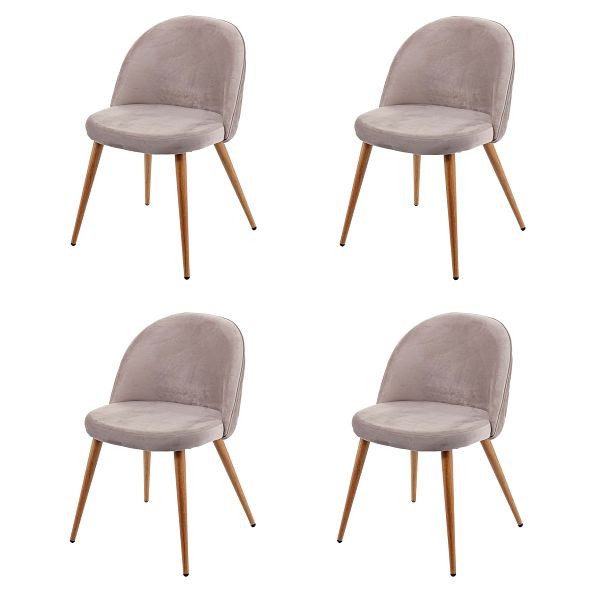 Mendler set van 4 eetkamerstoelen HWC-D53, stoel keukenstoel retro jaren 50 design, fluweel, grijsbruin, 63104
