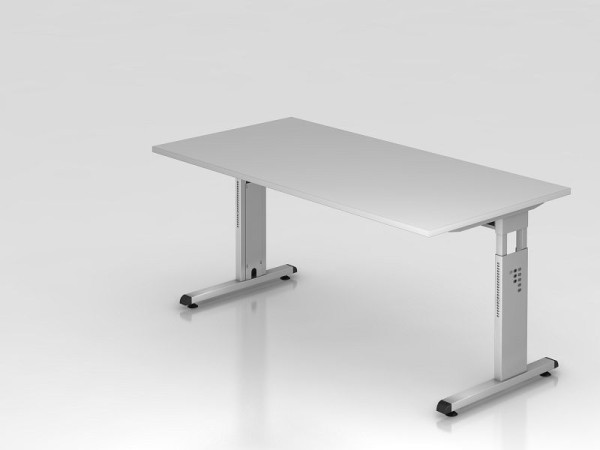 Hammerbacher bureau C-poot 160x80cm grijs/zilver, werkhoogte 65-85 cm, VOS16/5/S