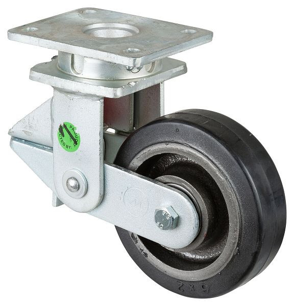 BS-rollen Geveerd zwaarlastwiel, wielbreedte 50 mm, wiel-Ø 150 mm, draagvermogen 350 kg, zwarte elastische banden, gegoten wiellichaam, kogellagers, T100.B81.150