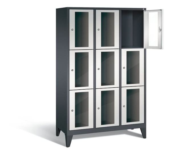 C+P lockerkast Classic, H1850xB1200xD500mm, kleur: zwartgrijs/lichtgrijs, 8010A323 S10013
