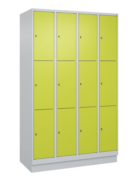 C+P lockerkast Classic PLUS, onderstel, 4 vakken met elk 3 vakken, 1950x1200x500mm, 7035/0024, 080020-403 S10010