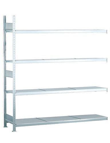 Schulte breedvakstelling met stalen legborden, aanbouwveld, 4 opbergniveaus, vakbreedte 2500 mm, 2506 x 436 x 2500 mm, 278905