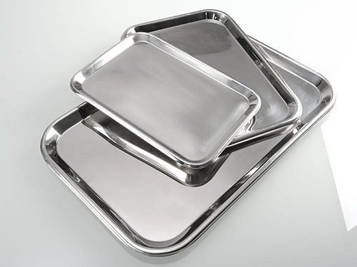 DENIOS dienblad van roestvrij staal, 280 x 180 mm, verpakking van 10, 309798