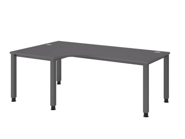 Hammerbacher hoektafel 4-poots vierkant 200 x 120cm 90° grafiet, hoekvorm 90°, links of rechts monteerbaar, VQS82/G/G