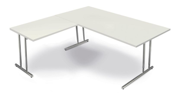 Kerkmann hoekwerkstation van bureau B 1800 x D 800 x H 680-820 mm, Artline, kleur: wit, 11768110
