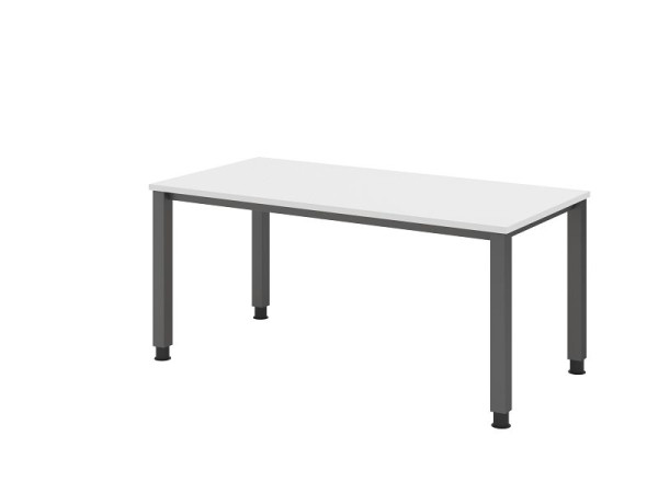 Hammerbacher bureau QS16, 160 x 80 cm, blad: wit, 25 mm dik, 4-poots frame in grafiet (vergelijkbaar met RAL 7012), werkhoogte 68-83,5 cm, VQS16/W/G