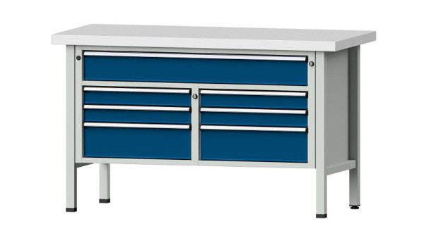 ANKE werkbanken kistwerkbank, model 258 V, 1500 x 700 x 900 mm, RAL 7035/5010, KSP 50 mm, 304.135