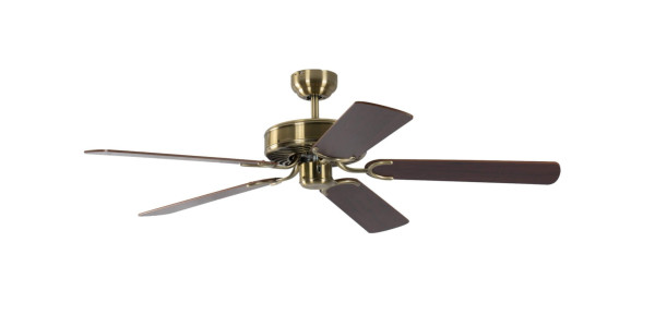 Pepeo Deckenventilator Potkuri Messing antik / Walnuss 132 cm mit Zugkette, 13342012321