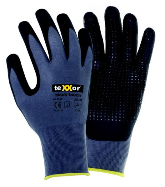 teXXor nylon gebreide handschoenen "black touch", maat: 10, verpakking: 144 paar, 2452-10