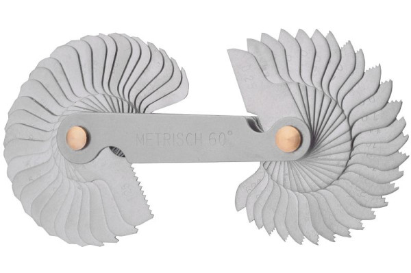 GSR-schroefdraadsjabloon 58 vellen metrisch DIN 13 en inch Whitworth, pijpdraadspoed 0,25 - 6,0 mm / 4 - 62" / 8 - 28", 05001040