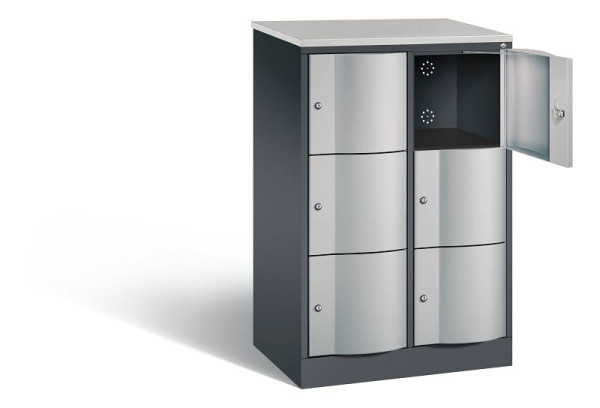 C+P lockerkast Resisto, H1255xW772xD540mm, kleur: zwart-grijs/wit aluminium, 8573-272 S10446