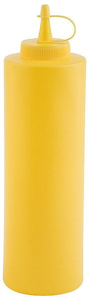 APS knijpfles, Ø 6,5 cm, hoogte: 25 cm, 0,65 liter, polyethyleen, geel, met schroefdop, 93155