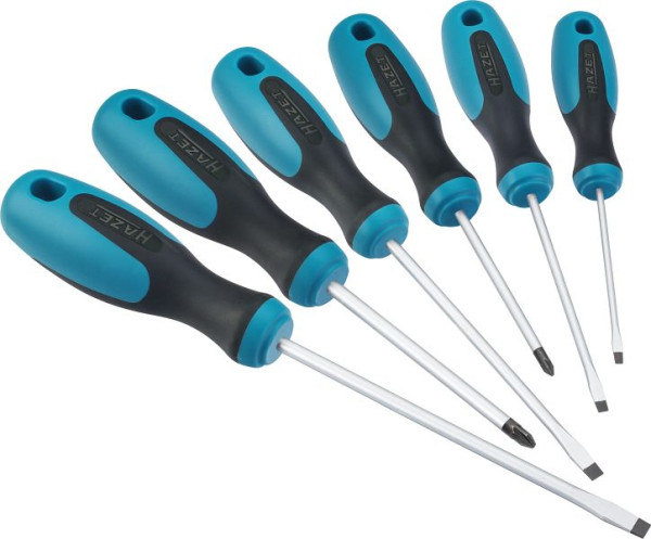Hazet schroevendraaierset, sleufprofiel, Pozidriv profiel PZ, 0,5 x 3 - 1,2 x 6,5, PZ1 - PZ2, aantal gereedschappen: 6, 810/6PZ