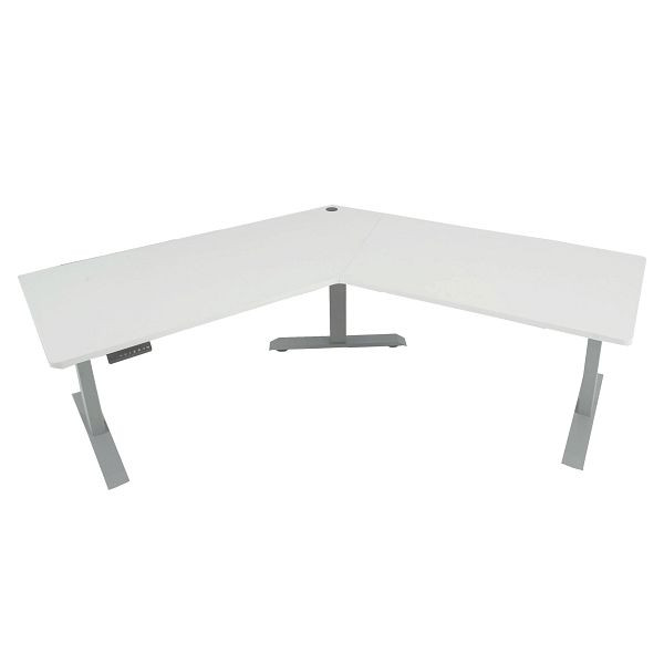 Mendler bureau HWC-D40, computerbureau, 120° elektrisch in hoogte verstelbaar, wit, grijs, 75762+75758