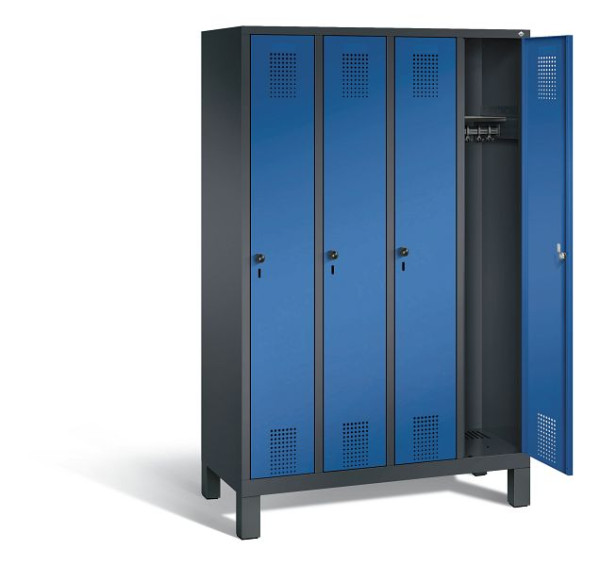 C+P garderobe Evolo, H1850xW1190xD500mm, kleur: zwartgrijs / gentiaanblauw, 48010-40 S10105