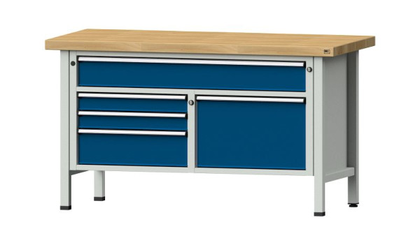 ANKE werkbanken kistwerkbank, model 256 V, 1500 x 700 x 850 mm, RAL 7035/5010, BMP 50 mm, 304.098