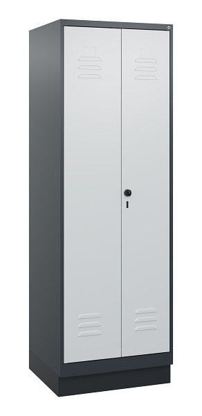 C+P Umkleidespind Classic PLUS SW, Sockel, 2 Abteile, 1800x600x500mm, 7016/7035, Drehriegel, 0800227-20 S10013