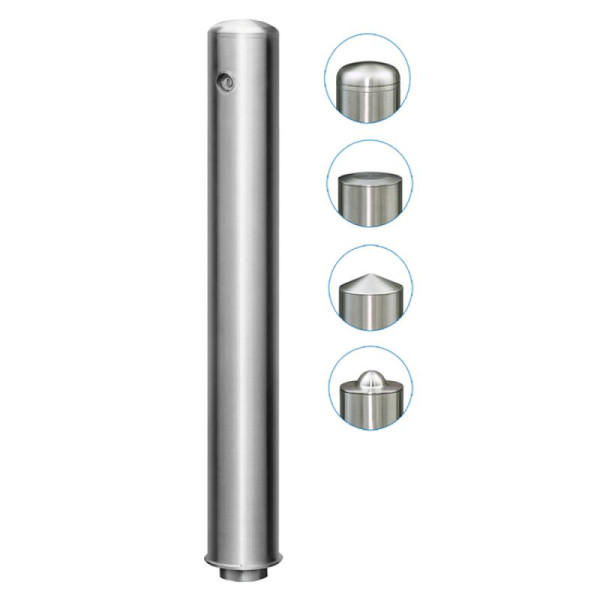 Stone HGS afzetpaal "Acero Quick Turn" Ø102mm van RVS (V2A), om te verlijmen zonder pluggen, afneembaar, ronde kop, driehoekig volgens DIN 3223, 32206-01