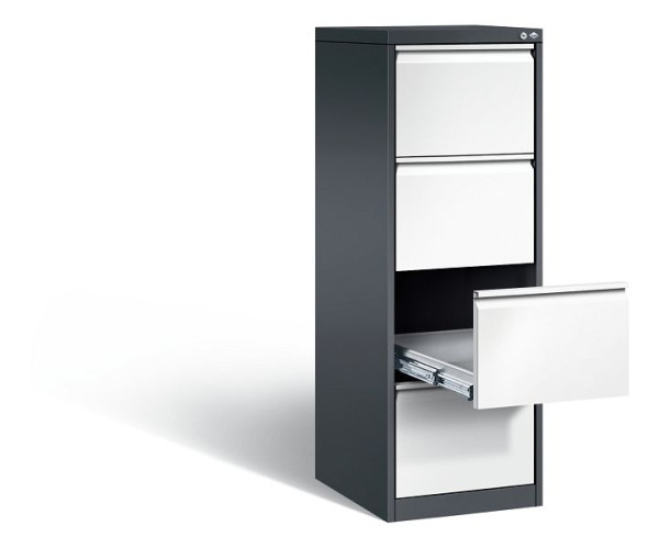 C+P archiefkast Acurado, H1357xB433xD590mm, kleur: zwartgrijs / verkeerswit, handgreep, 12434-321 S10032