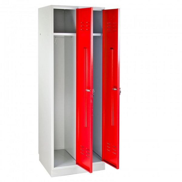 ADB locker/garderobe Regular" 2-deurs, afmetingen (HxBxD): 1780x600x500 mm, carrosseriekleur: lichtgrijs (RAL 7035), deurkleur: vuurrood (RAL 3000), 40884