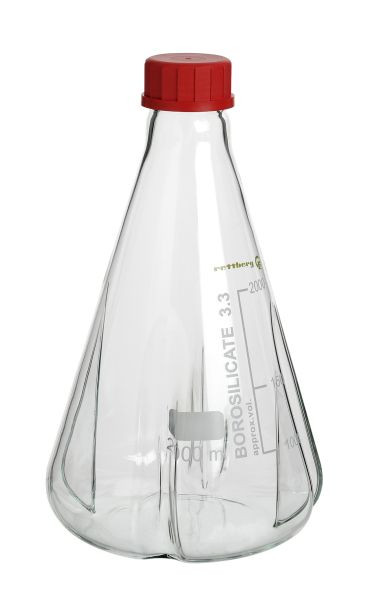 Rettberg Erlenmeyer, 2000 ml, GL 45, met schroefdop en 4 baffles, 107018164