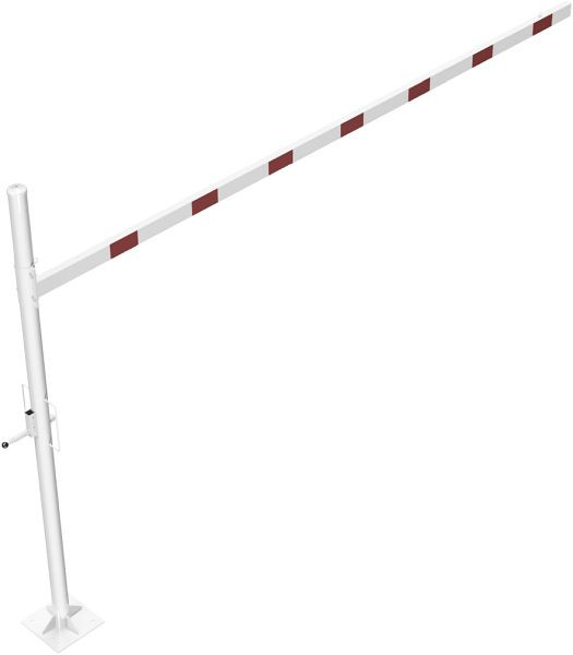 Hoogtebegrenzer, draaibaar en afsluitbaar, 4500 mm voor deuvel, met hangslotpaal Ø 89 mm, dagmaatbreedte: 4500 mm wit/rood, 417_451VBP