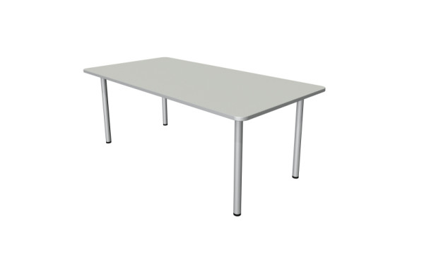 Kerkmann Desk Prime - B 2000 x D 1000 x H 750 mm, 4-poots frame in aluminium zilver, lichtgrijs, 11040911