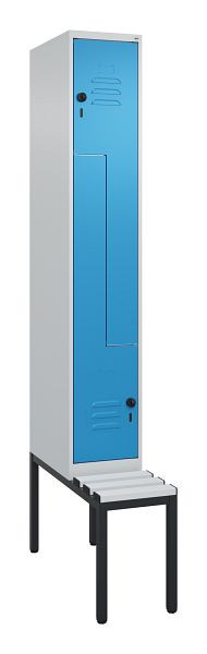 C+P Z-Spind Classic PLUS, met onderbank, 2 vakken, 2120x300x815mm, 7035/5012, draaigrendel, 0800537-102 S10034