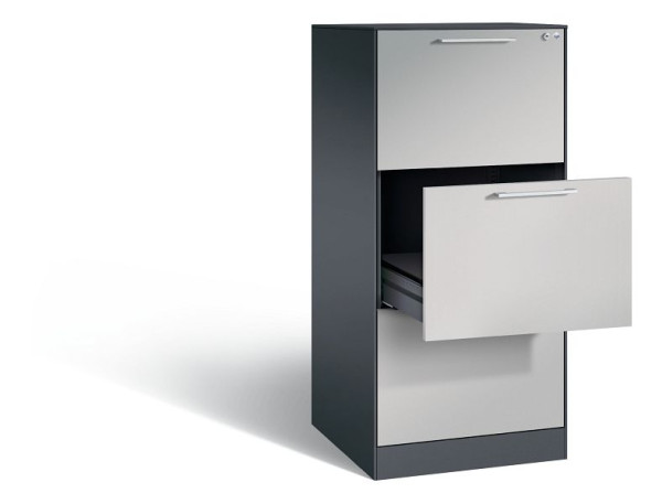 C+P archiefkast Asisto, H1310xB562xD600mm, kleur: zwart grijs/wit aluminium, beugelgreep, 146224-322 S10056