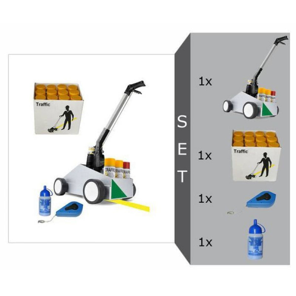 Stein HGS HGS markeerwagen -Perfect Striper- complete set, markeerwagen -Perfekt Striper-, inclusief 1 doos (12 blikken), markeerverf -Traffic-, geel, 12420-02