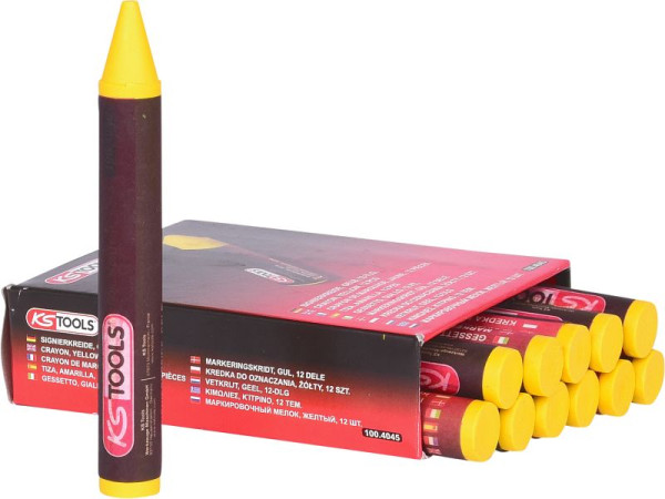 KS Tools signeerkrijt, geel, 12 stuks, 100.4045