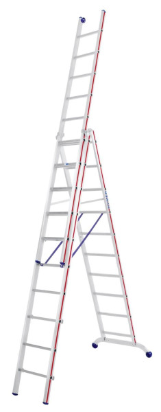 HYMER multifunctionele ladder, driedelig, 3x10 sporten, lengte ingeschoven 3,02 m / uitgeschoven 7,22 m, 604730