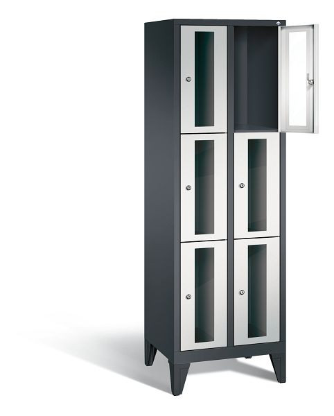 C+P lockerkast Classic, H1850xW610xD500mm, kleur: zwartgrijs/lichtgrijs, 8010A203 S10013