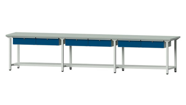 ANKE werkbanken werktafel, model 205, 4050 x 800 x 840 mm, RAL 7035/5010, ZBP 40 mm, 401.560