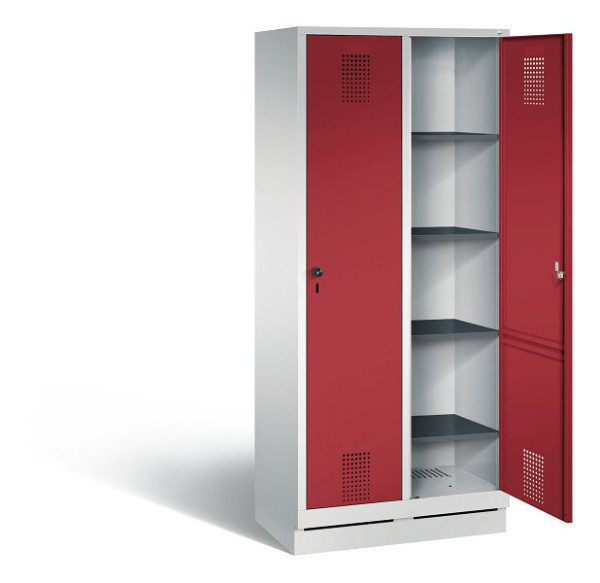 C+P washok Evolo, H1800xW810xD500mm, kleur: lichtgrijs/robijnrood, 48020-22B S10010