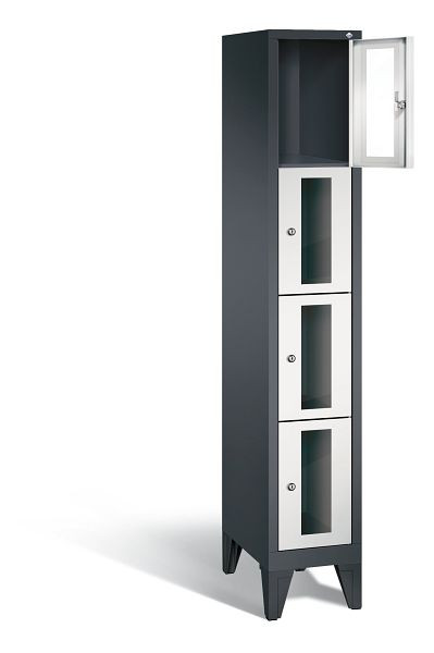 C+P lockerkast Classic, H1850xB320xD500mm, kleur: zwartgrijs/lichtgrijs, 8010A104 S10013
