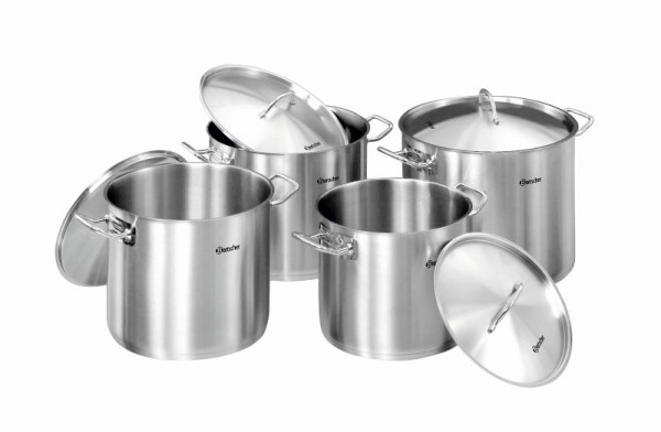 Bartscher pannenset 4 potten met deksel, chroomnikkelstaal, inductie, A130441
