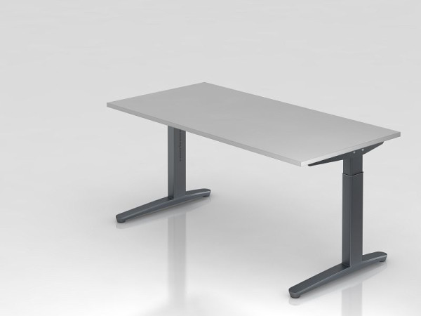 Hammerbacher bureau C-poot 160x80cm grijs/grafiet, rechthoekige vorm, VXB16/5/GG