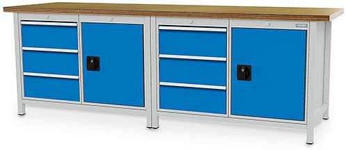 Bedrunka + Hirth box werkbank serie 2500 R18-24, 6x200mm, lade volledig uittrekbaar 100%, 2500 x 750 x 959 mm, 03.25.3131V9
