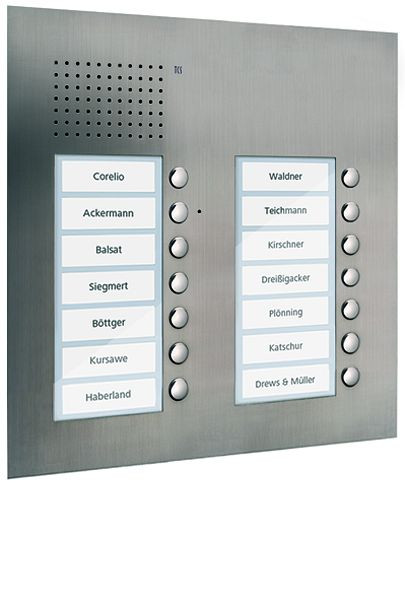 TCS audio buitenstation serie PUK 14 belknoppen (rechts uitgelijnd), 2 kolommen, UP RVS, PUK14/2-ES