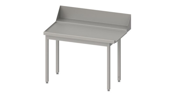 Stalgast afvoertafel, korfgeleider met afschot, zonder onderblad, 1400x750x880mm, montagezijde links, opstand: 200mm, gelast, VAL14713LA
