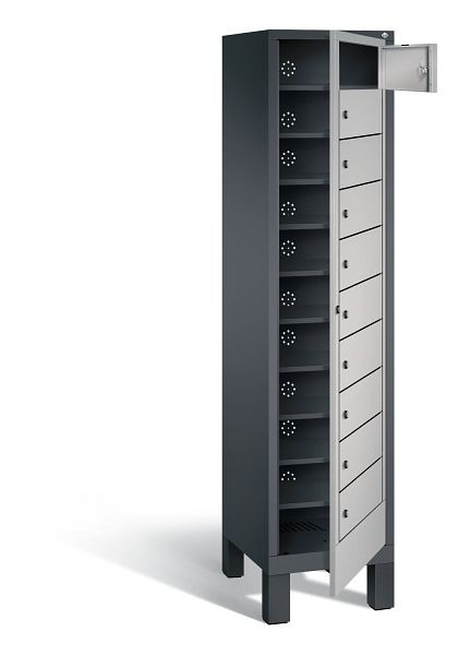 C+P wasverzamelkast Evolo, H1850xW420xD500mm, kleur: zwart-grijs/wit aluminium, 48060-110 S10046