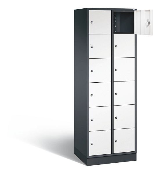 C+P lockerkast Intro, H1950xB620xD490mm, kleur: zwartgrijs / verkeerswit, 8670-201 S10132