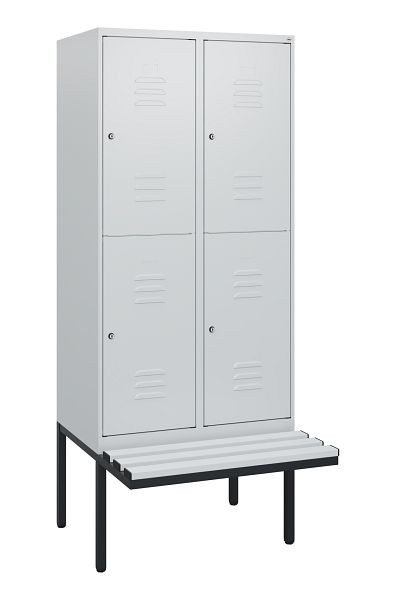 C+P dubbeldekskast Classic PLUS, 2 compartimenten, 1950x800x815mm, 7035/7035, cilindersloten, zwevende zitting, 0803405-22 S10084
