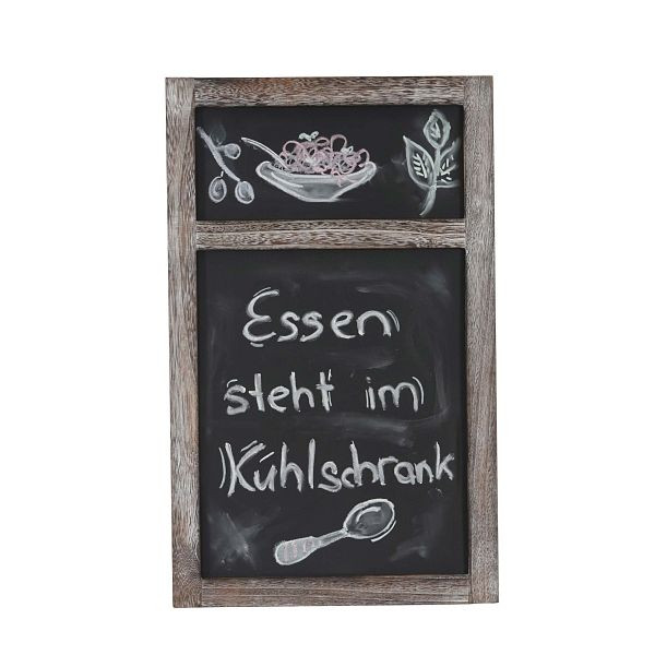 Mendler reclamebord HWC-C51, schoolbord krijtbord, 55x34x2cm, hout shabby look vintage, bruin, 36807