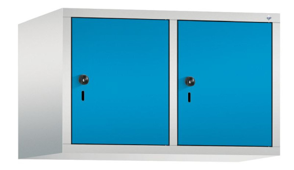 C+P Aufsatz-Garderobenschrank Evolo, 2 Abteile, H500xB810xT500 mm, Lichtgrau/Lichtblau, 48090-22 S10001