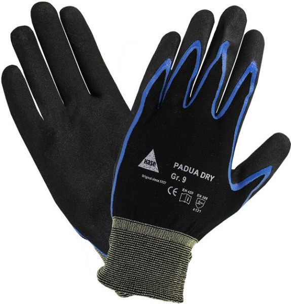 Hase Safety PADUA DRY, 5-Fg.-Sicherheitshandschuhe Nylon/Nitril, Größe: 7, VE: 10 Paar, 508640-7